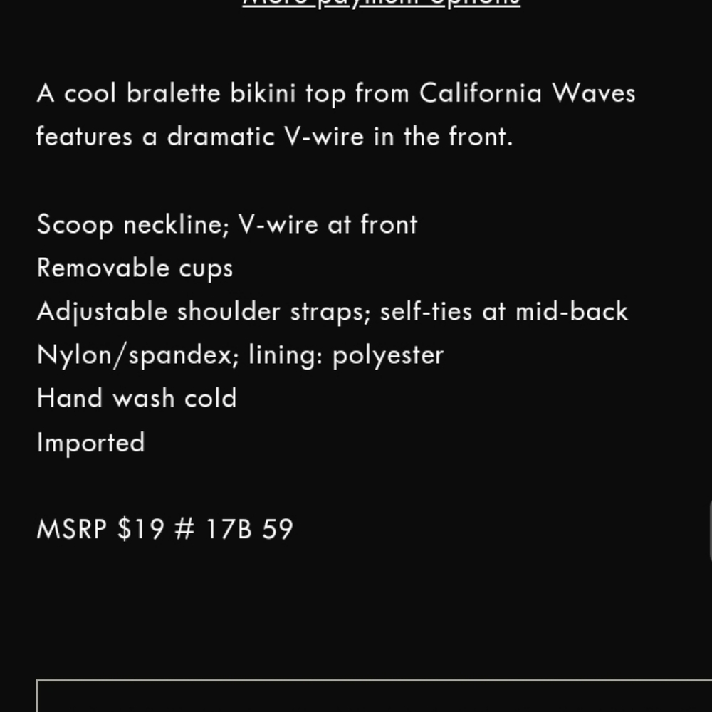 #58 - NWT California Waves Jrs' V-Wire Bralette Bikini Top, Jr's XL- Like Large - Picture 5 of 10